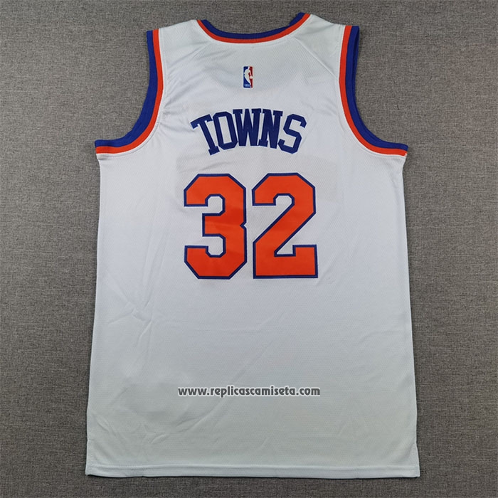 Camiseta New York Knicks Karl-Anthony Towns #32 Association 2024-25 Blanco